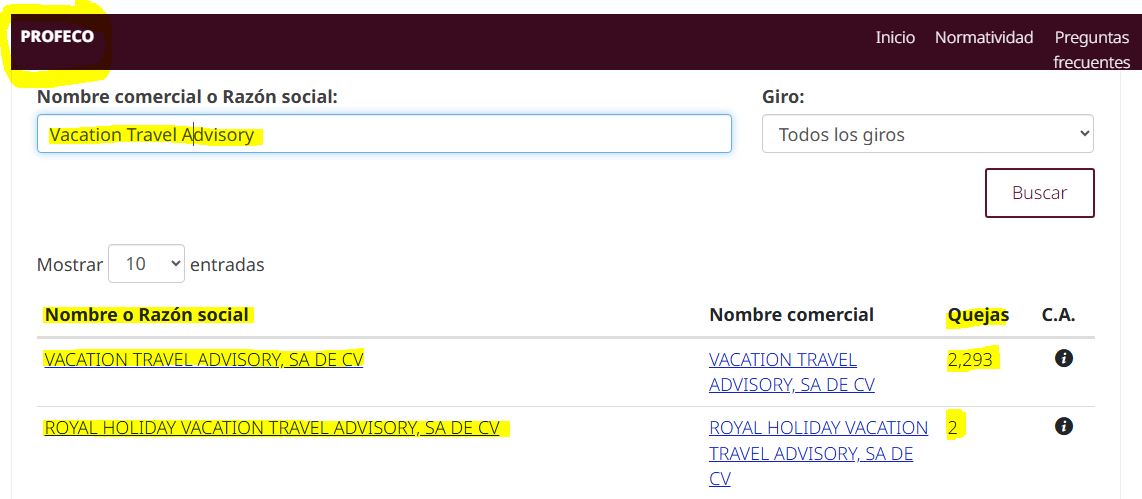 profeco quejas Royal Holiday